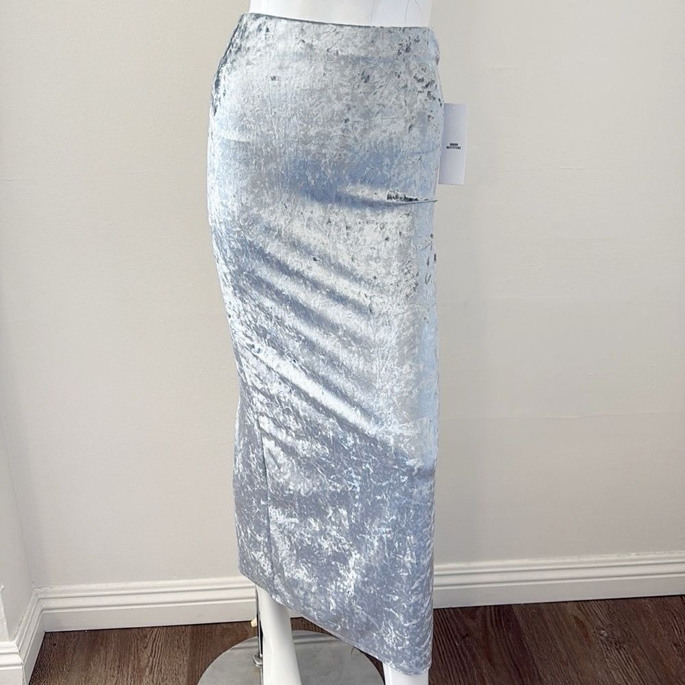 Kimchi Blue Silver Sky Blue Velvet High Waist Maxi Skirt Urban Outfitters Fairy